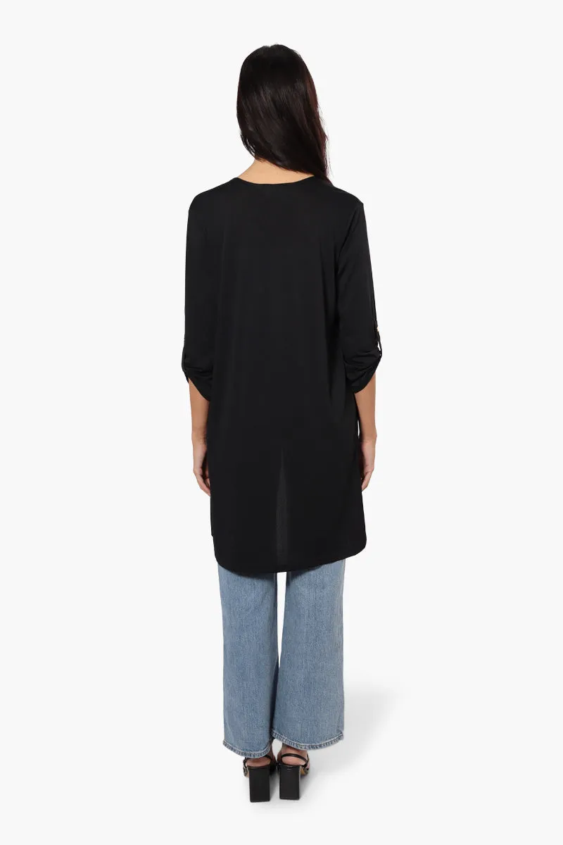 International INC Company Open Front Roll Up Sleeve Cardigan - Black sold by Fairweather product image thumbnail 4