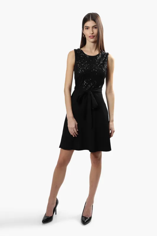 Limite Belted Sequin Cocktail Dress - Black sold by Fairweather