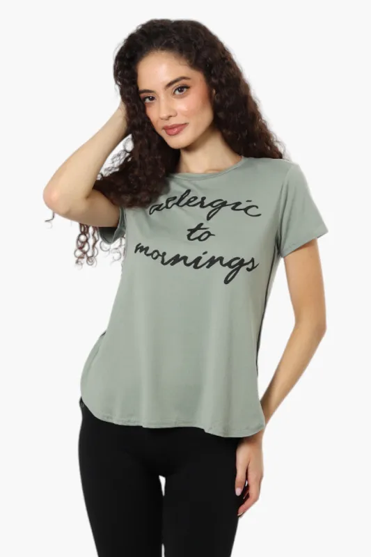 Magazine Allergic To Mornings Print Tee - Olive sold by Fairweather