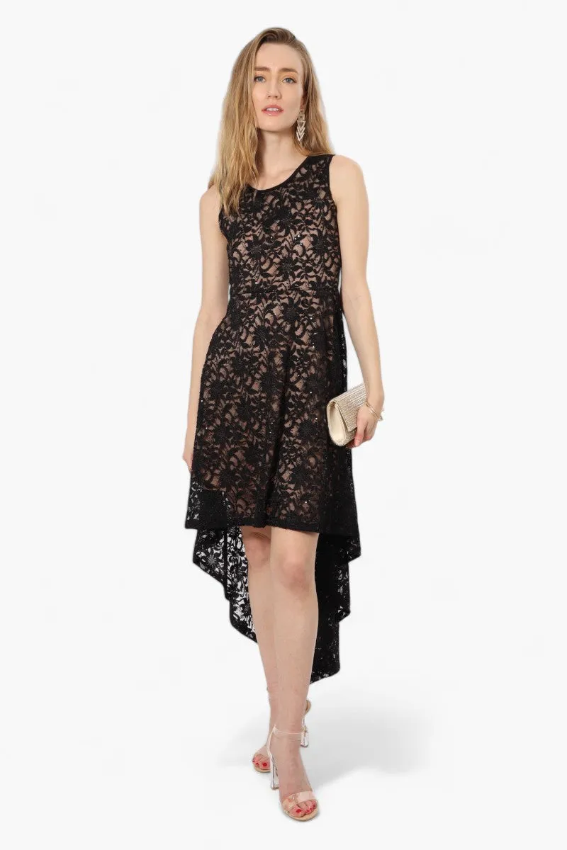Limite High Low Lace Sequin Cocktail Dress - Black sold by Fairweather product image thumbnail 2