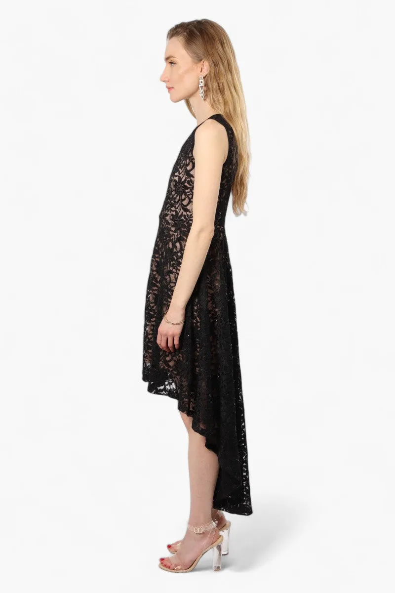 Limite High Low Lace Sequin Cocktail Dress - Black sold by Fairweather product image thumbnail 3