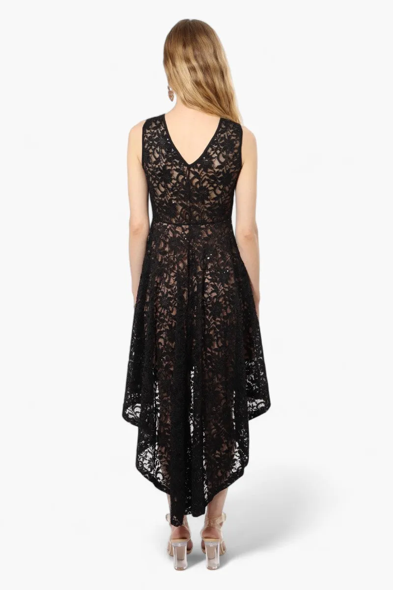 Limite High Low Lace Sequin Cocktail Dress - Black sold by Fairweather product image thumbnail 4
