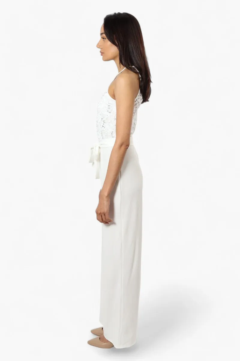 Limite Belted Lace Sequin Jumpsuit - White sold by Fairweather product image thumbnail 3