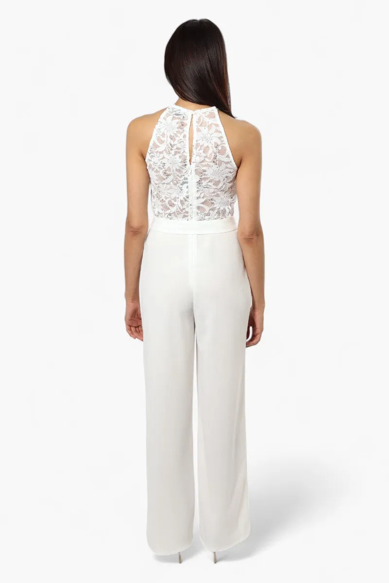 Limite Belted Lace Sequin Jumpsuit - White sold by Fairweather product image thumbnail 4