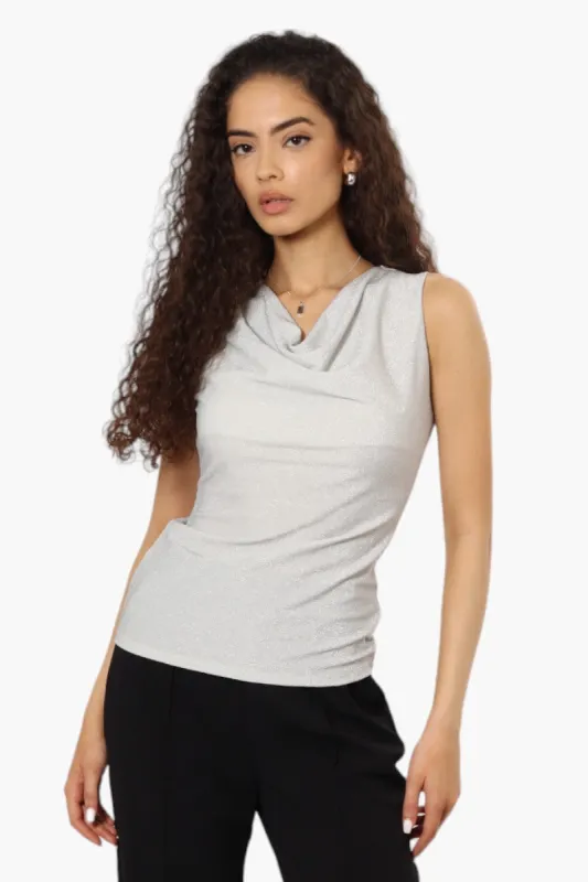 Limite Lurex Cowl Neck Tank Top - White sold by Fairweather