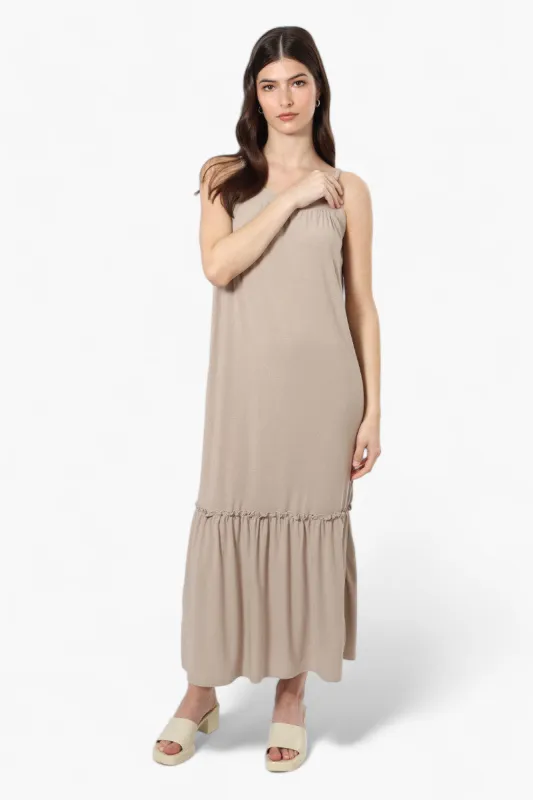 Majora Braided Strap Maxi Dress - Beige sold by Fairweather