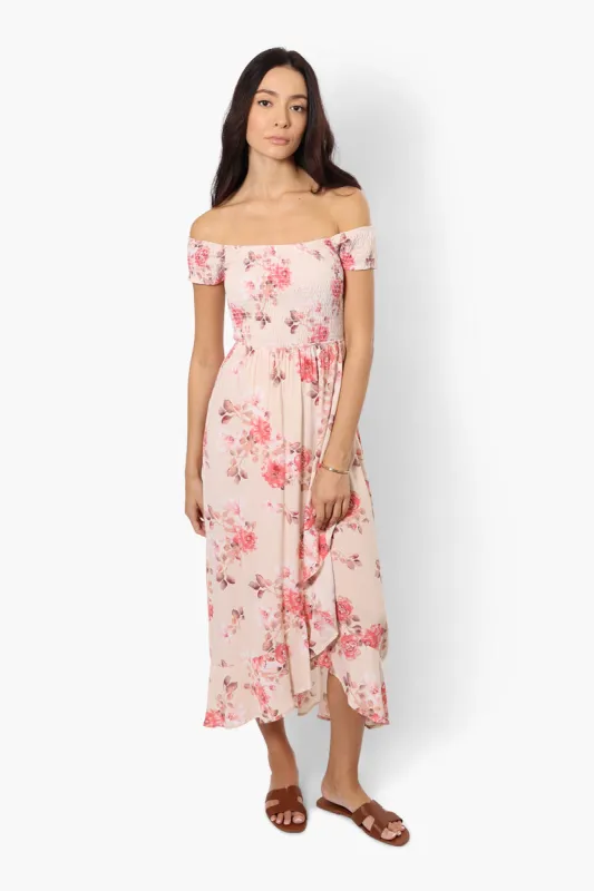 Impress Floral Smocked Top Maxi Dress - Pink sold by Fairweather