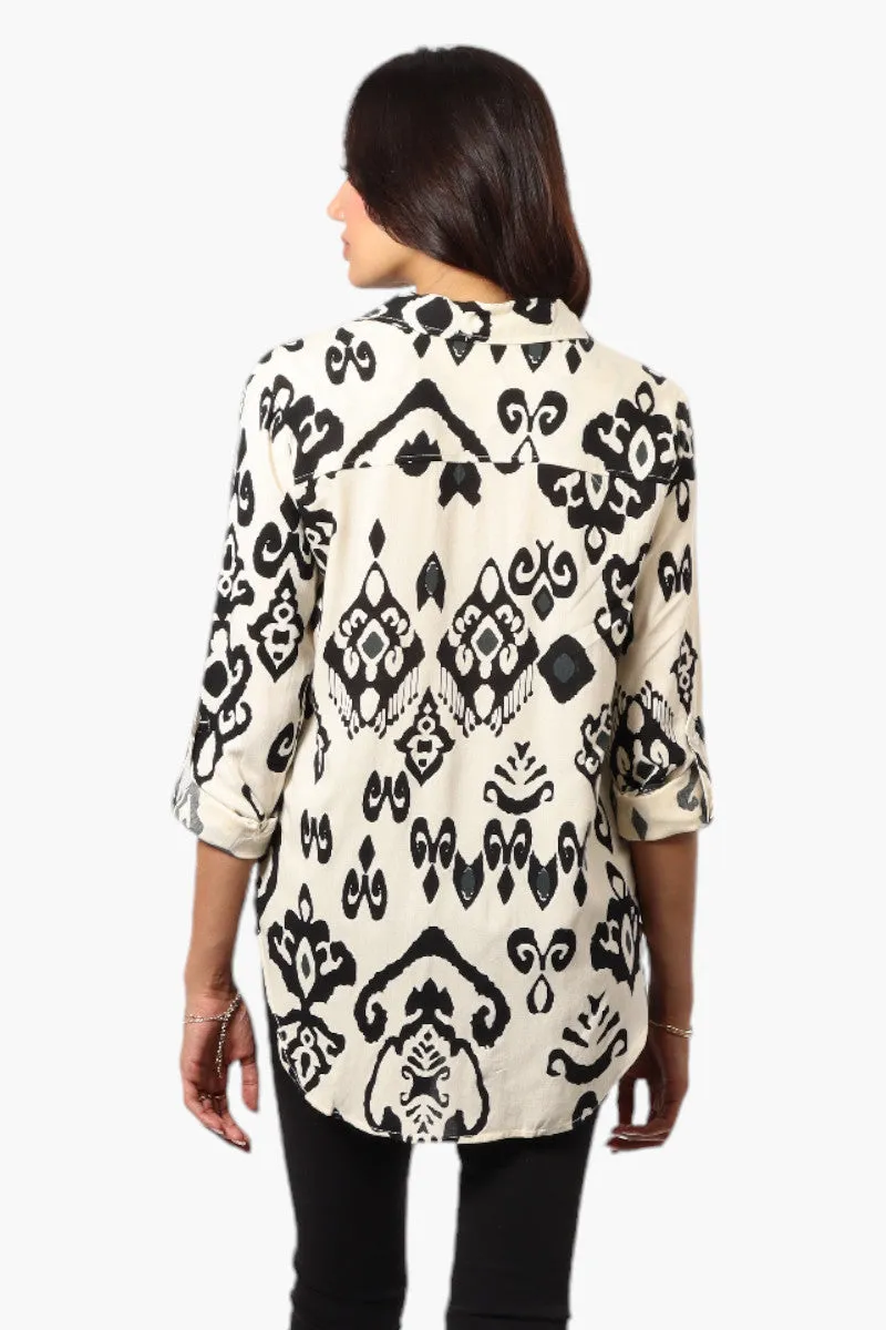 Beechers Brook Patterned Roll Up Sleeve Blouse - Cream sold by Fairweather product image thumbnail 4