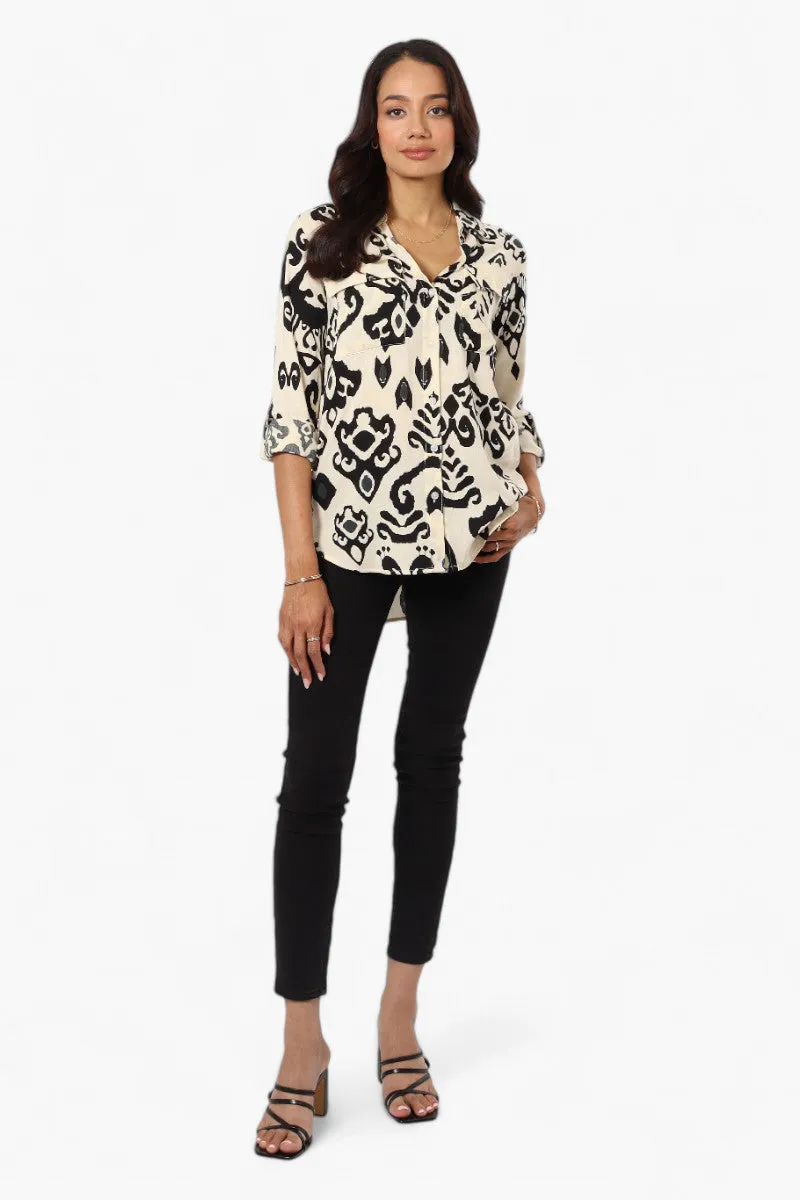 Beechers Brook Patterned Roll Up Sleeve Blouse - Cream sold by Fairweather product image thumbnail 2