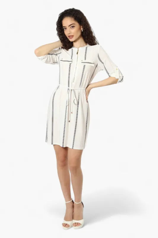 Beechers Brook Striped Zip Up Day Dress - White sold by Fairweather