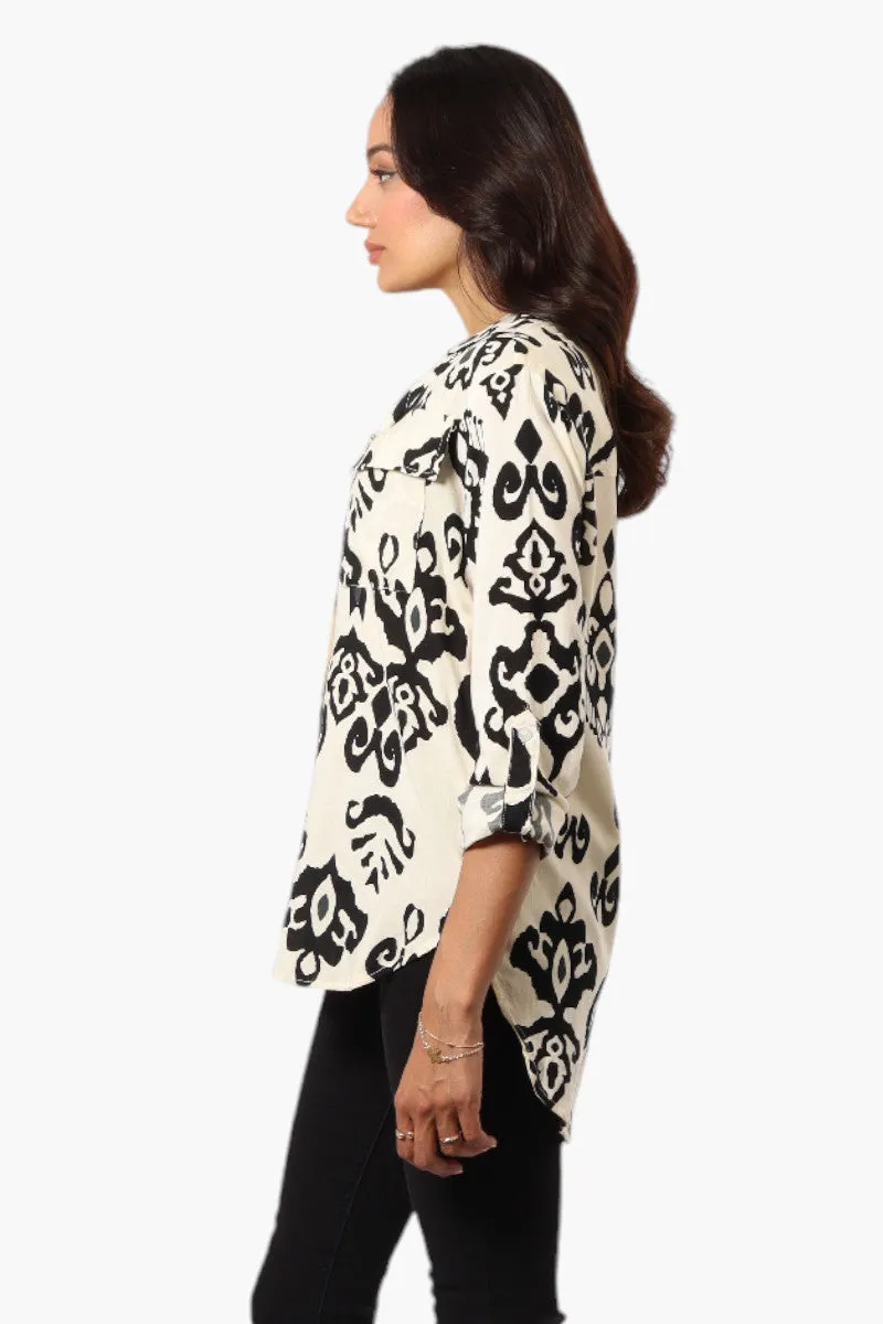 Beechers Brook Patterned Roll Up Sleeve Blouse - Cream sold by Fairweather product image thumbnail 3