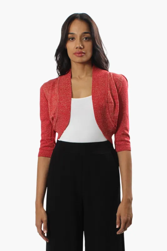 Limite 3/4 Sleeve Open Shrug Cardigan - Red sold by Fairweather