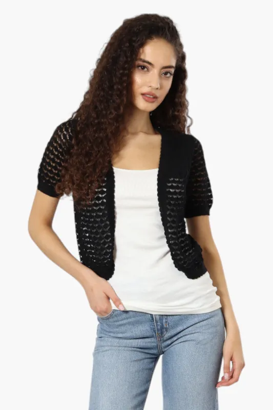 Impress Short Sleeve Crochet Shrug Cardigan - Black sold by Fairweather