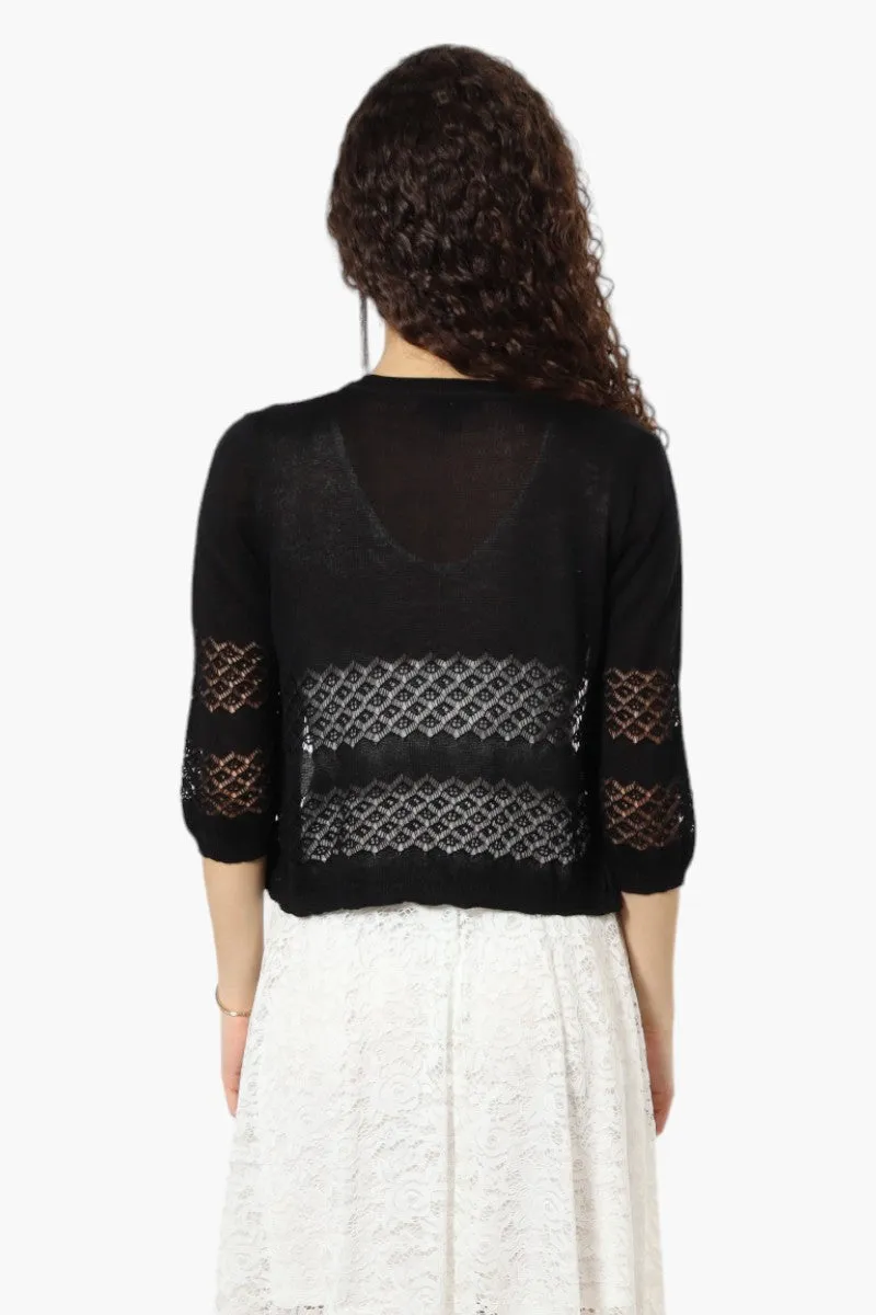 Impress 3/4 Sleeve Crochet Shrug Cardigan - Black sold by Fairweather product image thumbnail 4