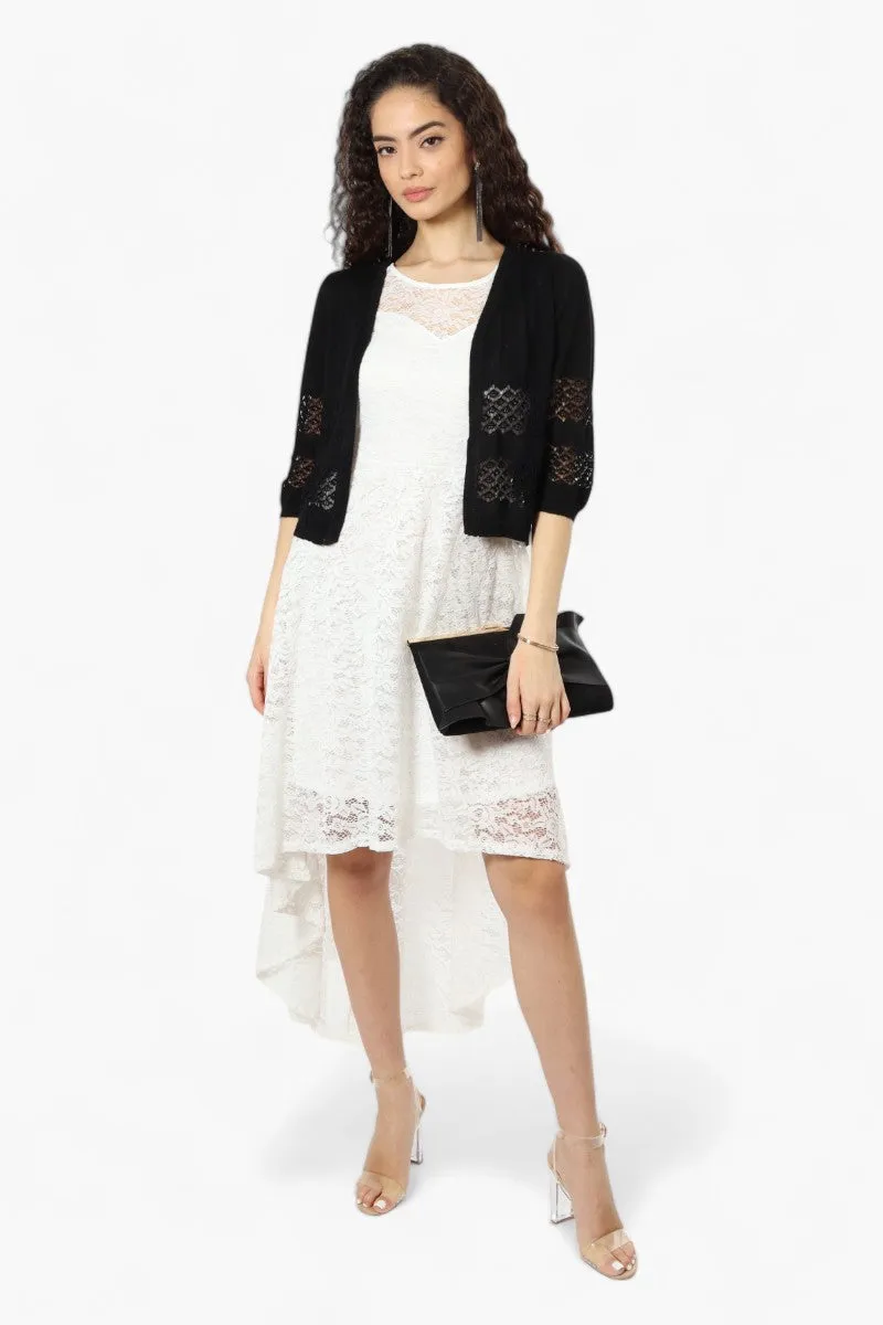Impress 3/4 Sleeve Crochet Shrug Cardigan - Black sold by Fairweather product image thumbnail 2