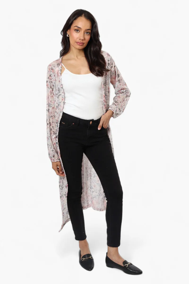Limite Floral Sheer Duster Cardigan - White sold by Fairweather