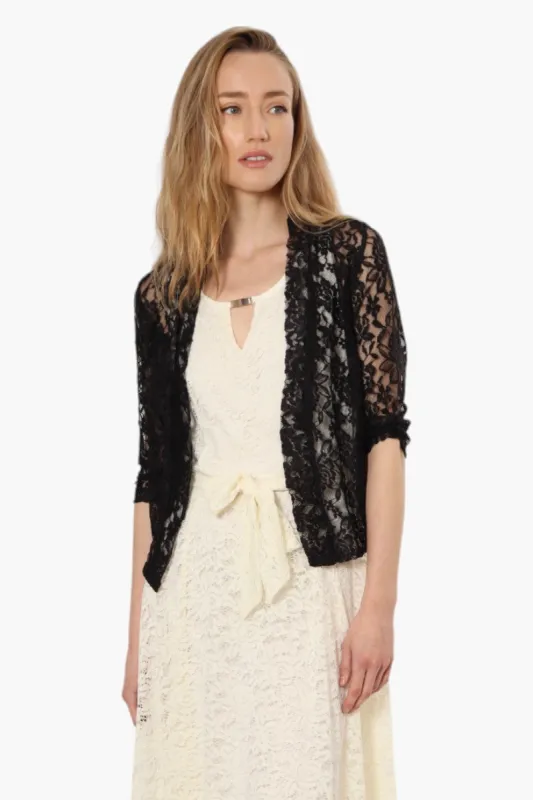 Majora Lace 3/4 Sleeve Shrug Cardigan - Black sold by Fairweather