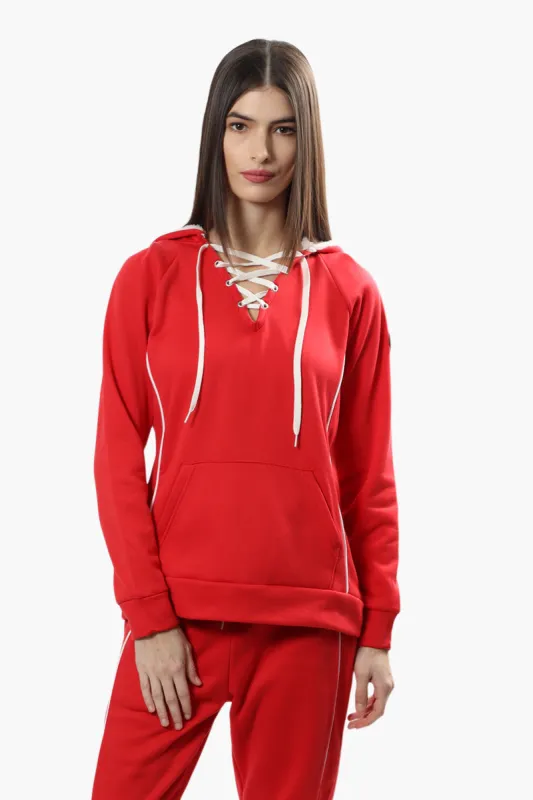 Canada Weather Gear Sherpa Lined Lace Up Hoodie - Red sold by Fairweather