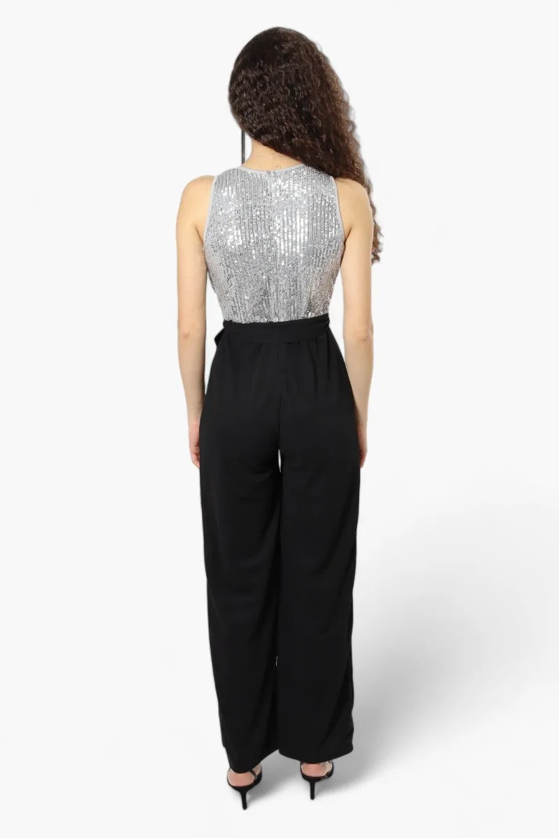 Limite Belted Sequin Top Jumpsuit - Grey sold by Fairweather product image thumbnail 4