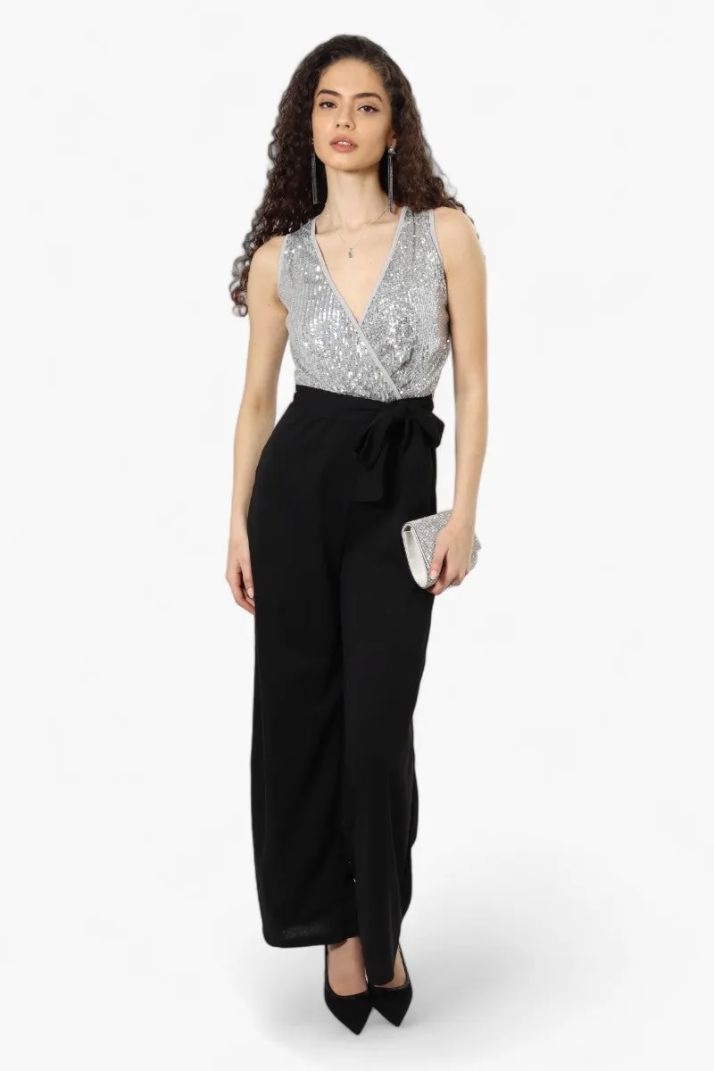Limite Belted Sequin Top Jumpsuit - Grey sold by Fairweather product image thumbnail 2