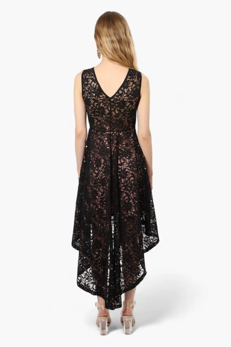 Limite High Low Lace Sequin Cocktail Dress - Black sold by Fairweather product image thumbnail 4