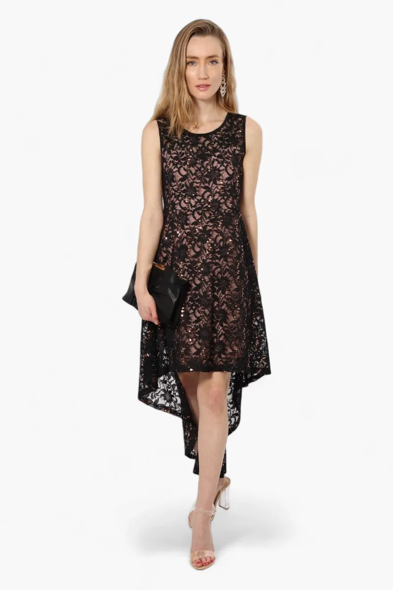 Limite High Low Lace Sequin Cocktail Dress - Black sold by Fairweather product image thumbnail 2