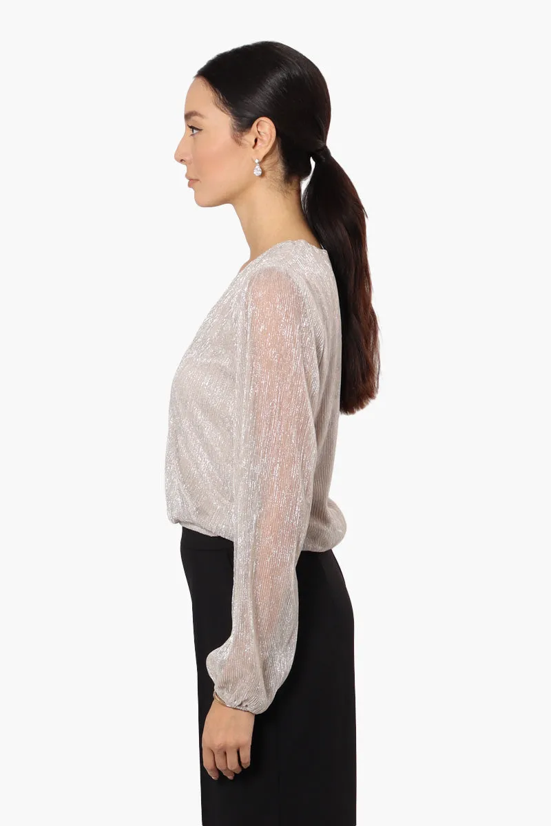 Limite Sheer Sleeve Lurex Blouse - Grey sold by Fairweather product image thumbnail 3