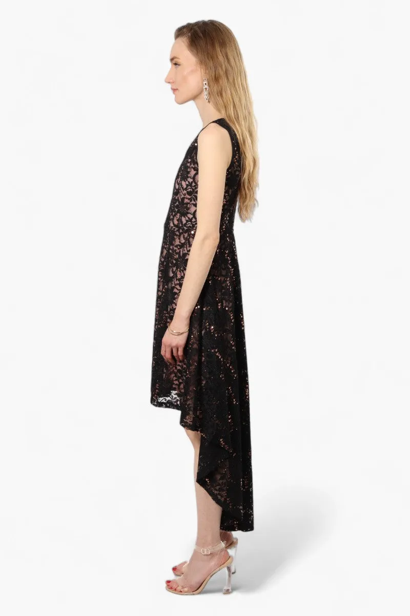 Limite High Low Lace Sequin Cocktail Dress - Black sold by Fairweather product image thumbnail 3