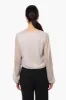 Limite Sheer Sleeve Lurex Blouse - Grey sold by Fairweather