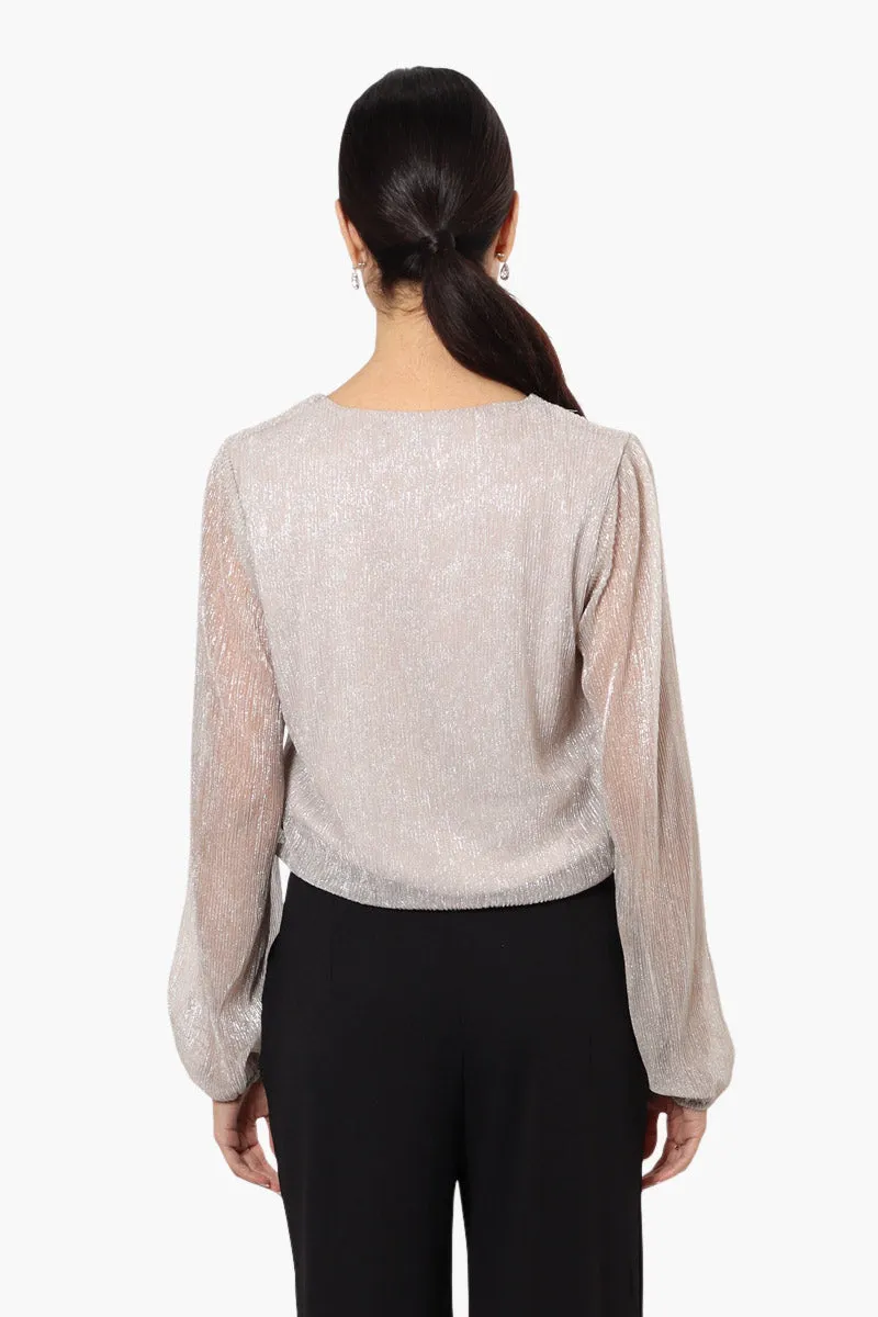 Limite Sheer Sleeve Lurex Blouse - Grey sold by Fairweather product image thumbnail 4