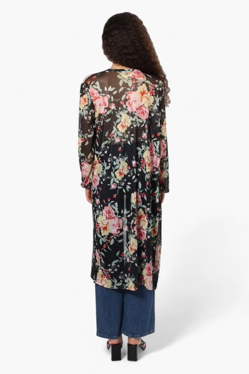 Limite Floral Sheer Duster Cardigan - Black sold by Fairweather product image thumbnail 4