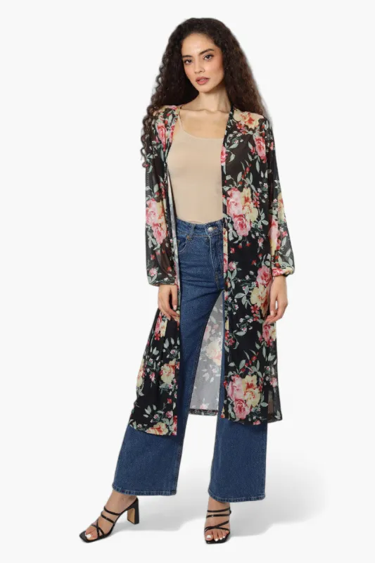Limite Floral Sheer Duster Cardigan - Black sold by Fairweather