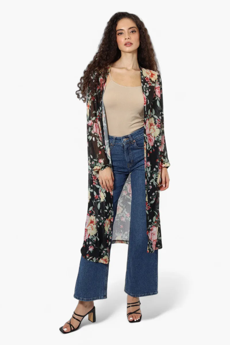 Limite Floral Sheer Duster Cardigan - Black sold by Fairweather product image thumbnail 2