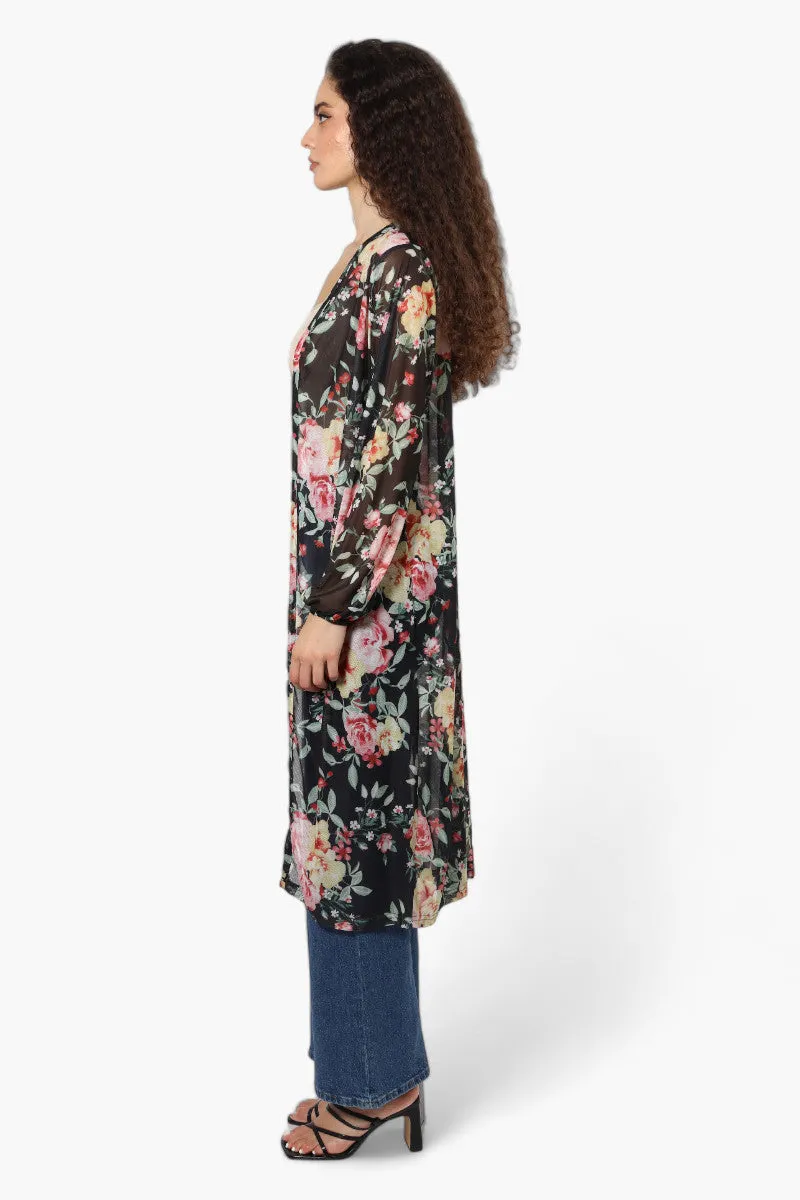 Limite Floral Sheer Duster Cardigan - Black sold by Fairweather product image thumbnail 3