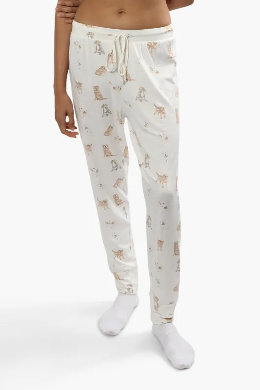 Cuddly Canuckies Dog Print Pajama Pants - White sold by Fairweather