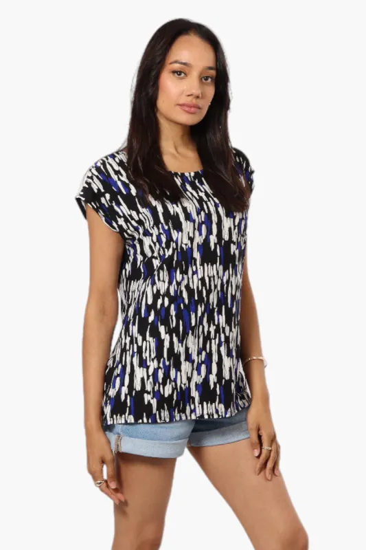 Impress Patterned Cap Sleeve Tee - Black sold by Fairweather