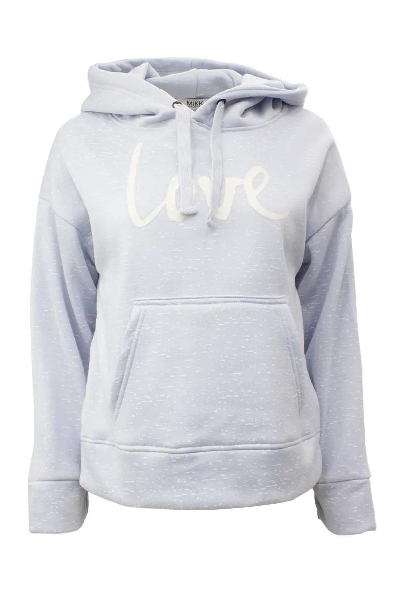 Love Print Long Sleeve Pullover Hoodie - Blue sold by Fairweather