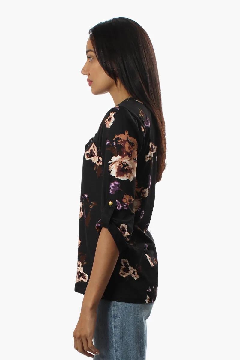 Majora Floral Roll Up Sleeve Blouse - Black sold by Fairweather product image thumbnail 3