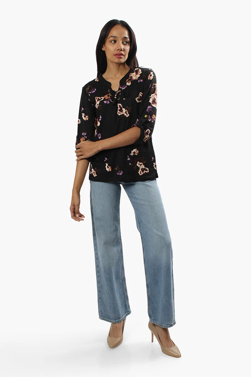 Majora Floral Roll Up Sleeve Blouse - Black sold by Fairweather product image thumbnail 2