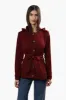 Fahrenheit Front Button Belted Lightweight Jacket - Burgundy sold by Fairweather