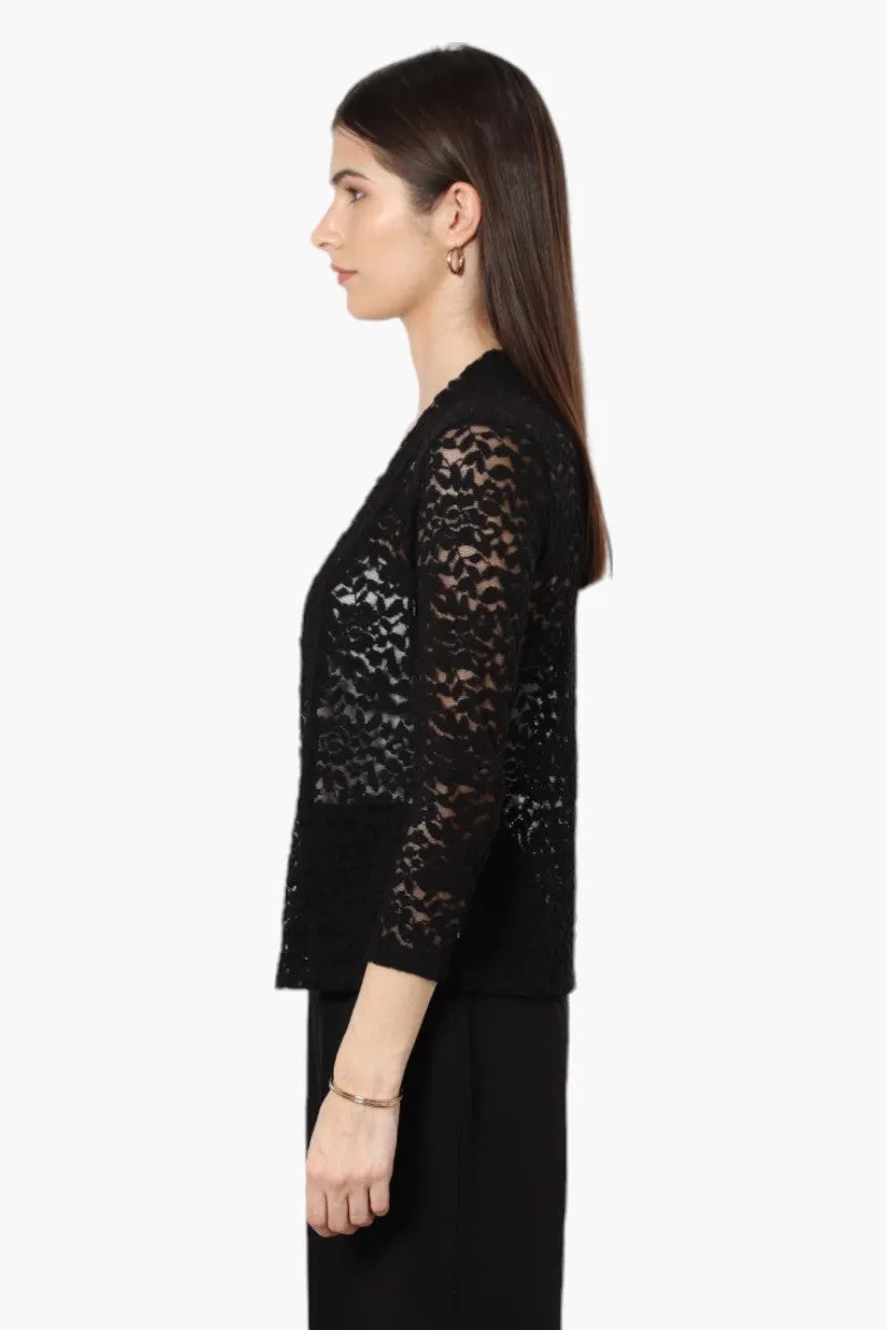 Limite 3/4 Sleeve Lace Wrap Cardigan - Black sold by Fairweather product image thumbnail 3