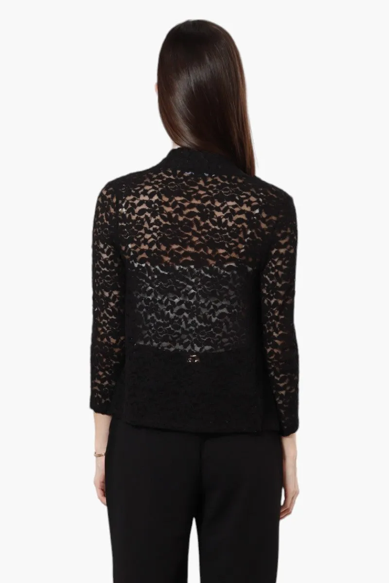 Limite 3/4 Sleeve Lace Wrap Cardigan - Black sold by Fairweather product image thumbnail 4