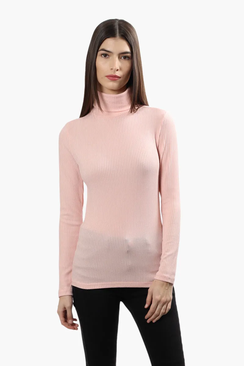 Majora Ribbed Turtleneck Long Sleeve Top - Pink sold by Fairweather