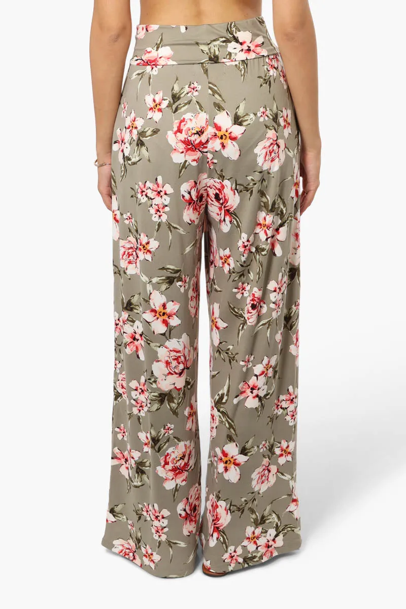 Urbanology Floral Foldover Waist Pants - Olive sold by Fairweather product image thumbnail 4