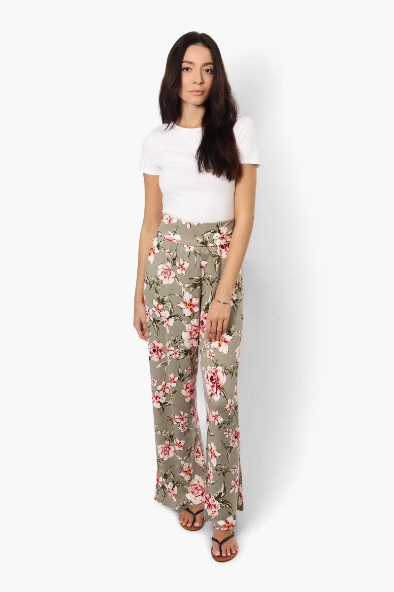 Urbanology Floral Foldover Waist Pants - Olive sold by Fairweather product image thumbnail 2