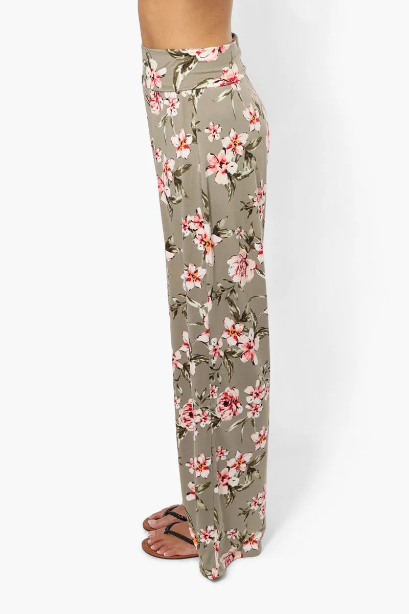 Urbanology Floral Foldover Waist Pants - Olive sold by Fairweather product image thumbnail 3