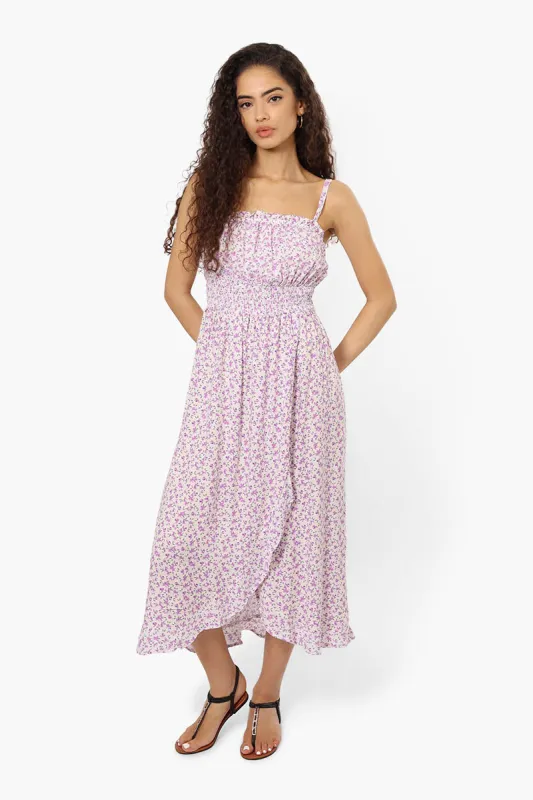 Limite Floral Smocked Waist Maxi Dress - Purple sold by Fairweather