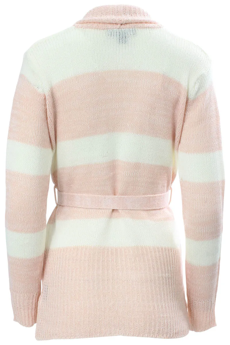 International INC Company Striped Belted Cardigan - Pink sold by Fairweather product image thumbnail 3