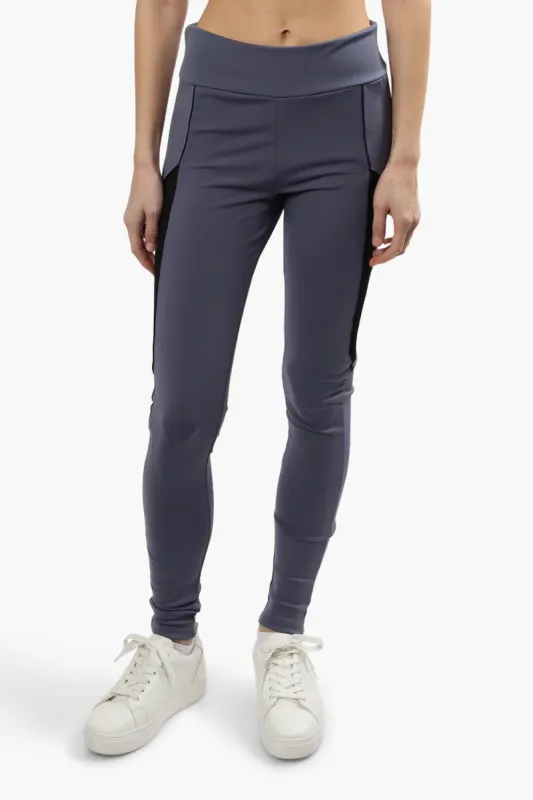 Solid Side Mesh Insert Leggings - Blue sold by Fairweather