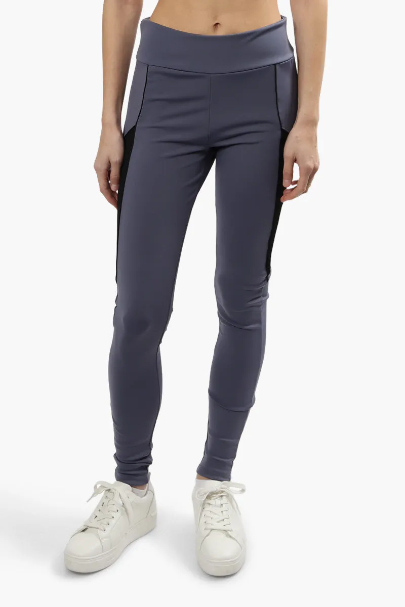 Solid Side Mesh Insert Leggings - Blue sold by Fairweather